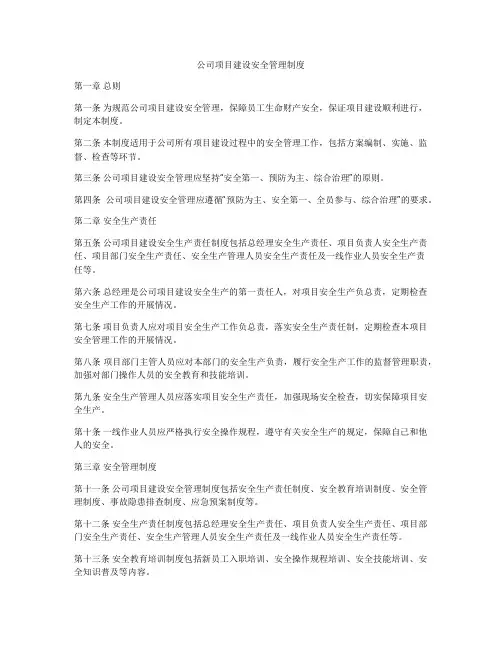 公司项目建设安全管理制度