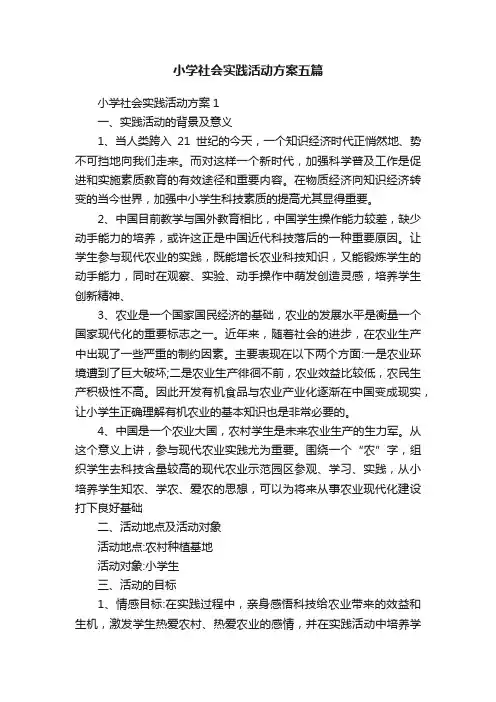 小学社会实践活动方案五篇