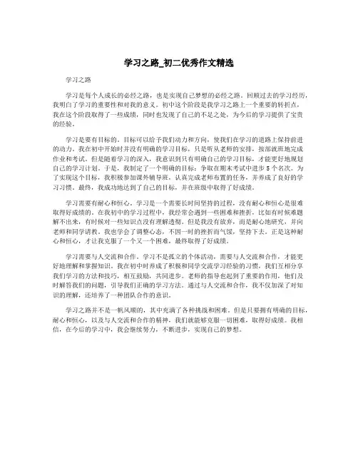 学习之路_初二优秀作文精选