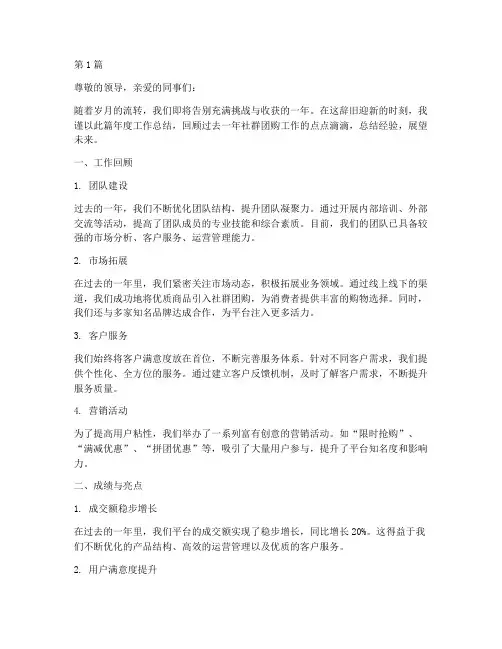 社群团购年度总结范文(3篇)