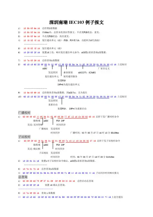 深圳南瑞IEC103例子报文