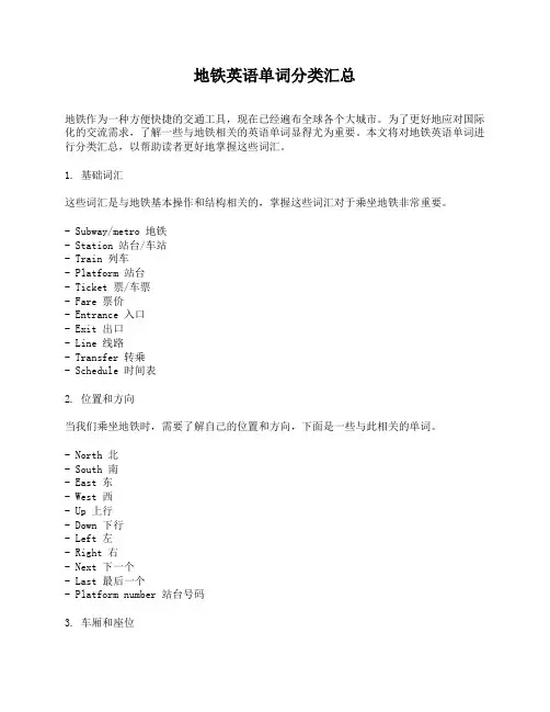 地铁英语单词分类汇总