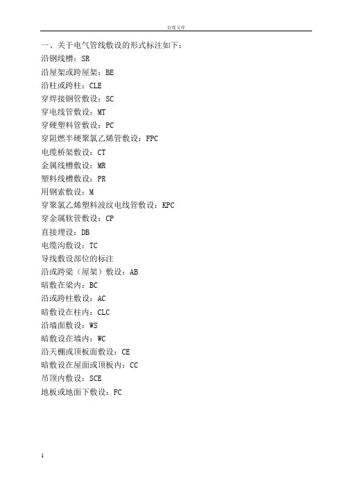电气管线敷设形式说明