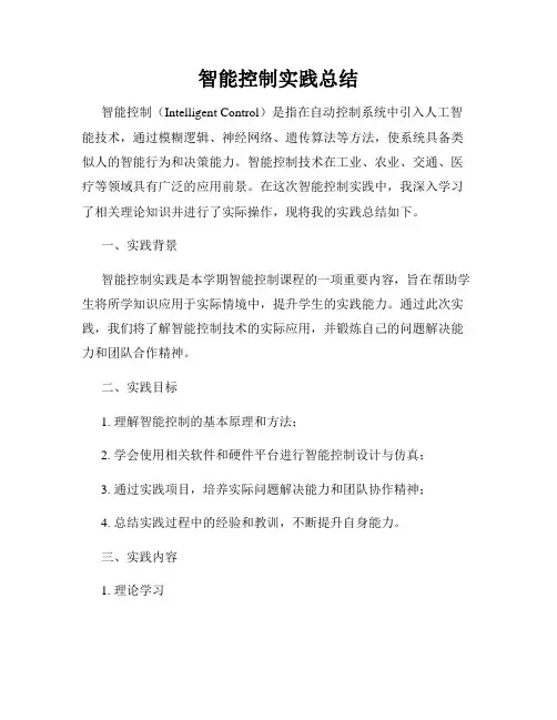 智能控制实践总结