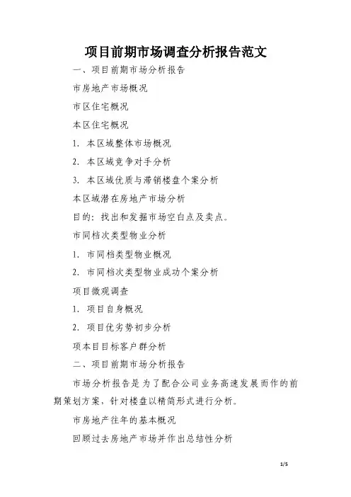 项目前期市场调查分析报告范文.doc