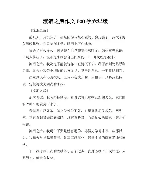 流泪之后作文500字六年级
