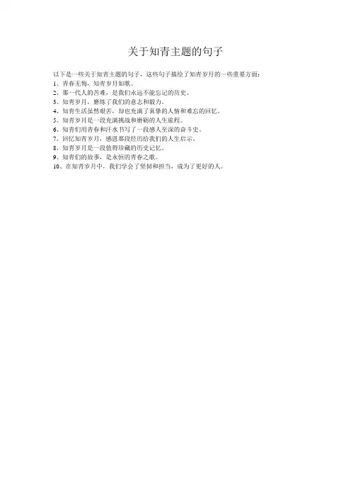 关于知青主题的句子