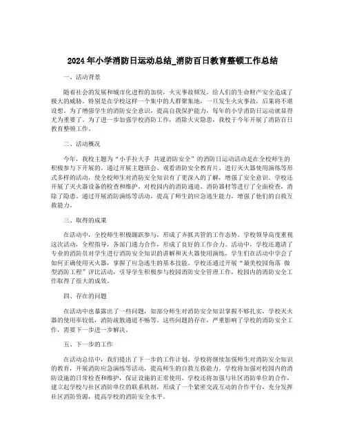 2024年小学消防日运动总结_消防百日教育整顿工作总结
