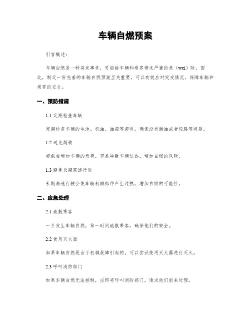 车辆自燃预案