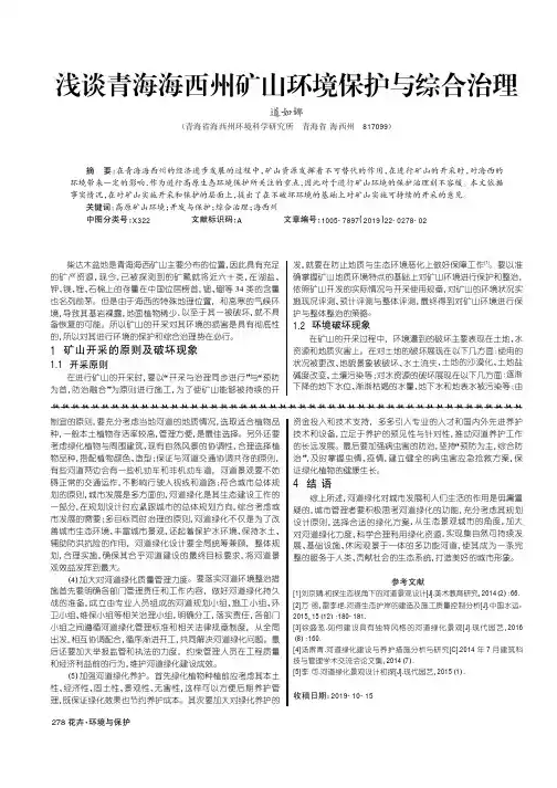 浅谈青海海西州矿山环境保护与综合治理