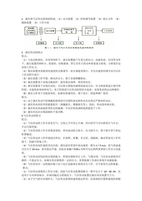 液压和气压传动考试重点