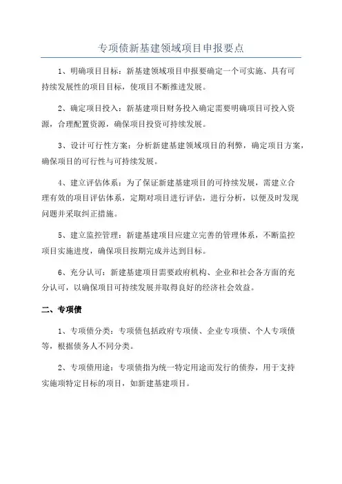 专项债新基建领域项目申报要点