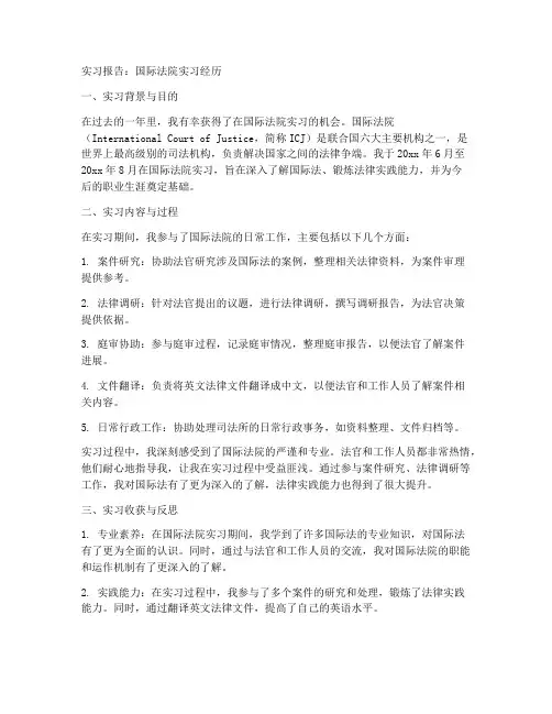 国际法院实习报告