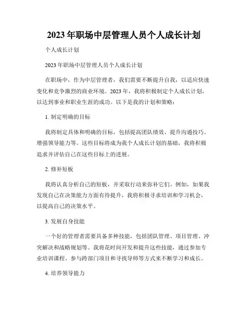2023年职场中层管理人员个人成长计划