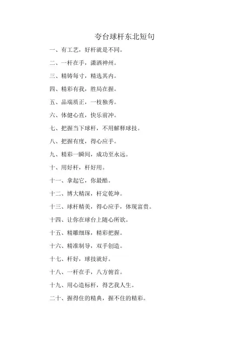 夸台球杆东北短句