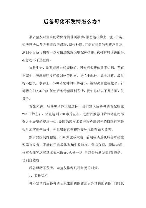 后备母猪不发情怎么办？