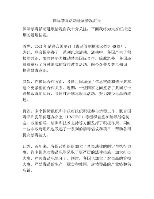 国际禁毒活动进展情况汇报