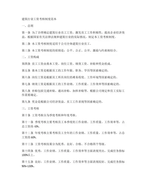 建筑行业工资考核制度范本