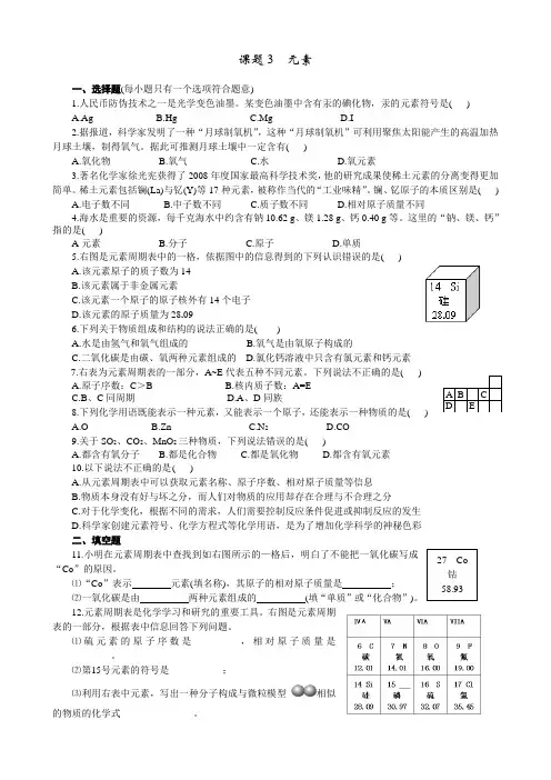 九年级化学上册3.3 元素 练习1 含答案