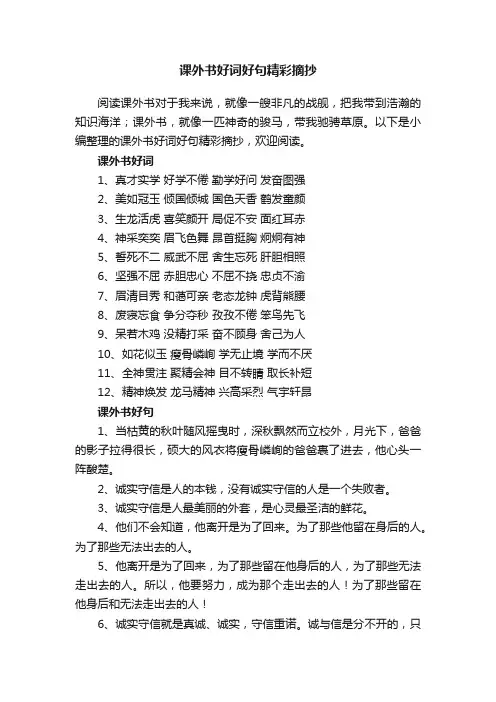 课外书好词好句精彩摘抄
