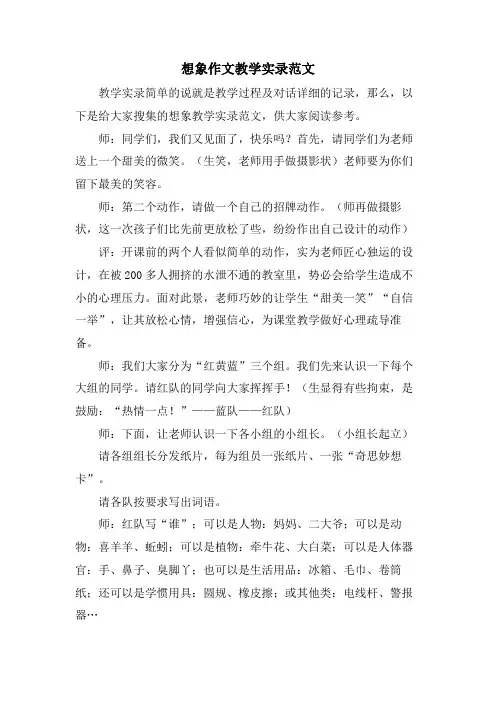 想象作文教学实录范文