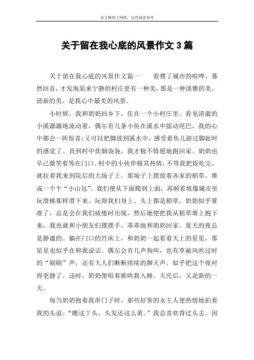 关于留在我心底的风景作文3篇