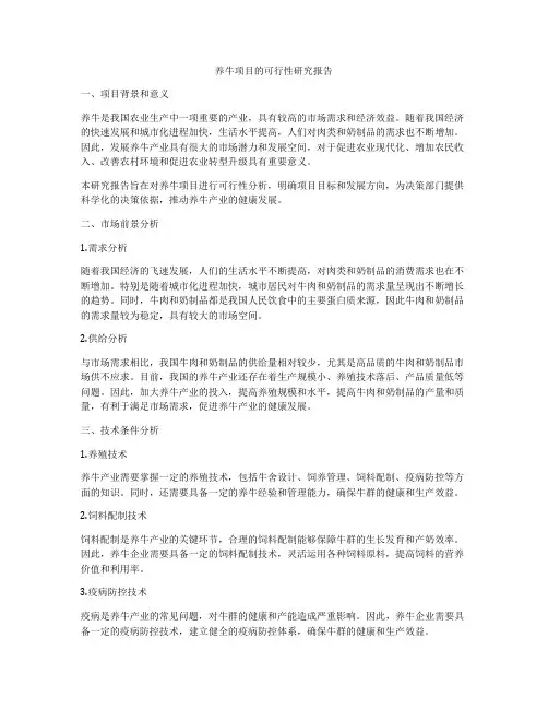 养牛项目的可行性研究报告