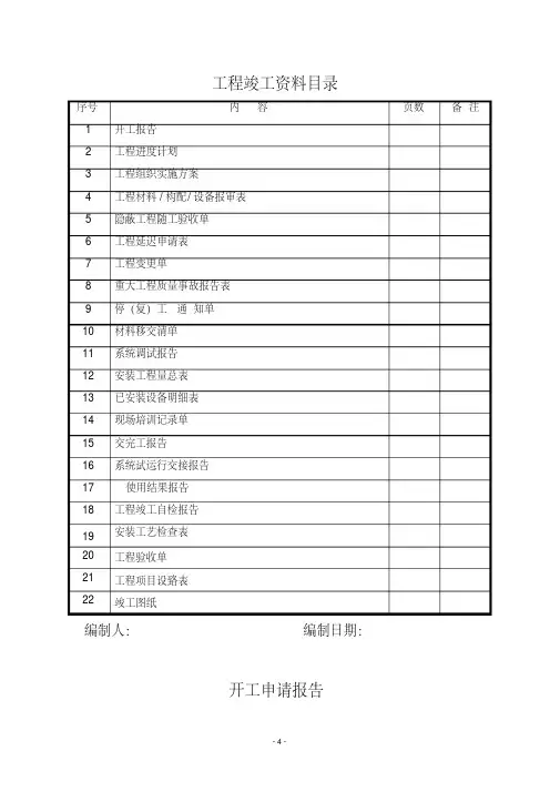 安防工程竣工资料样本