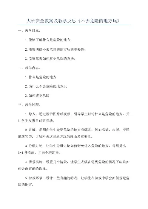 大班安全教案及教学反思《不去危险的地方玩》