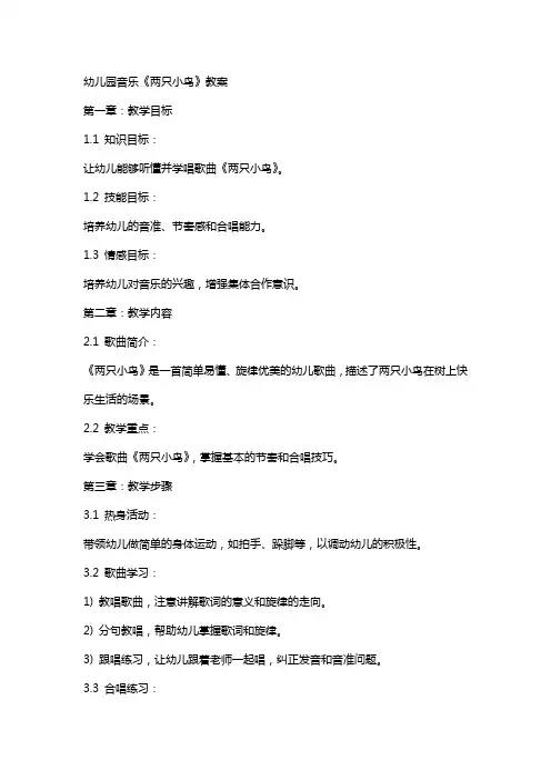 幼儿园音乐《两只小鸟》教案