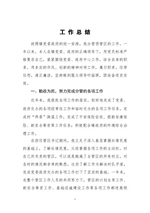 乡镇管区书记年度工作总结