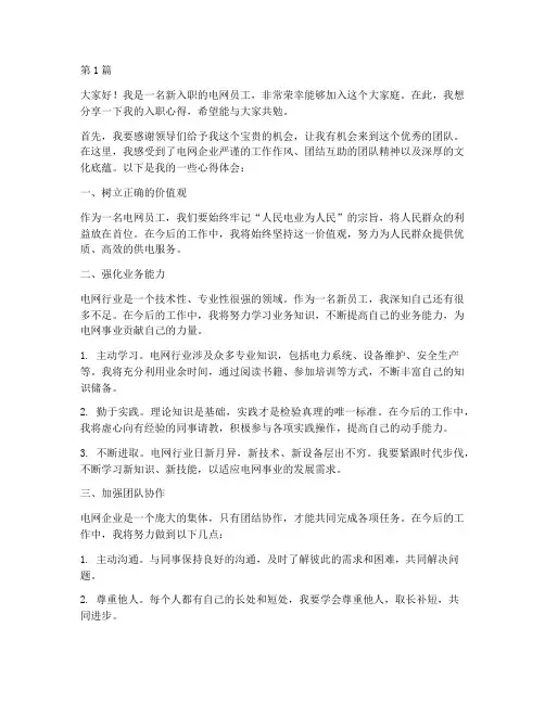 电网员工入职心得发言稿(3篇)