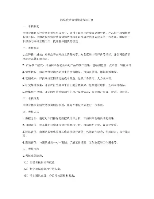 网络营销策划绩效考核方案