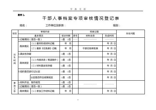 干部人事档案专项审核情况登记表模板(2020年九月整理).doc