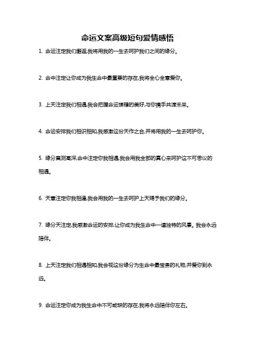 命运文案高级短句爱情感悟