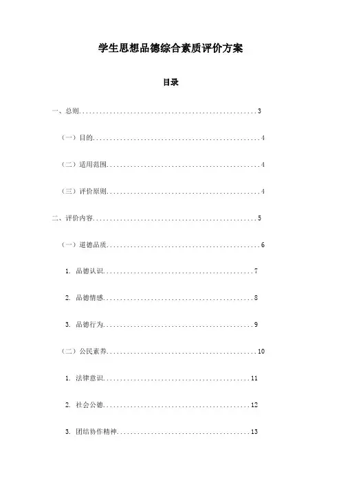 学生思想品德综合素质评价方案