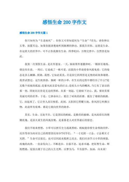 感悟生命200字作文