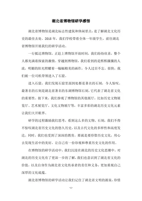 湖北省博物馆研学感悟