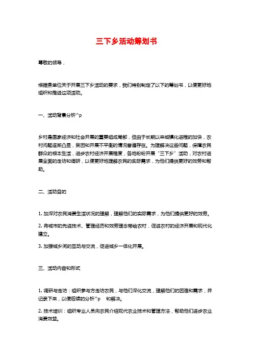 三下乡活动策划书