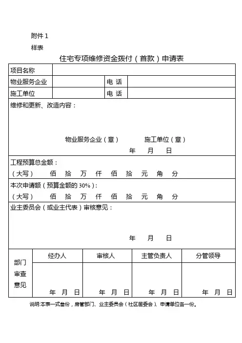 住宅专项维修资金使用样表汇总