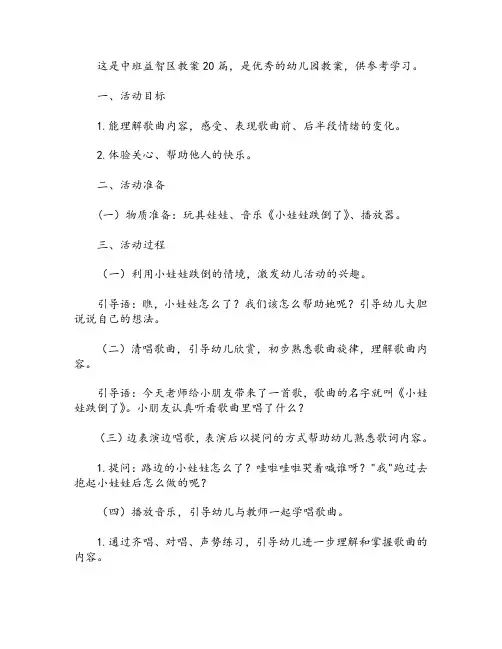 中班益智区教案20篇