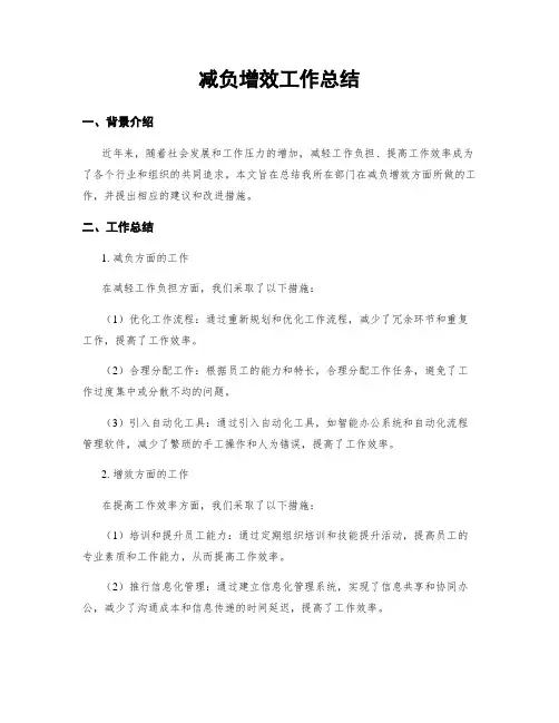 减负增效工作总结