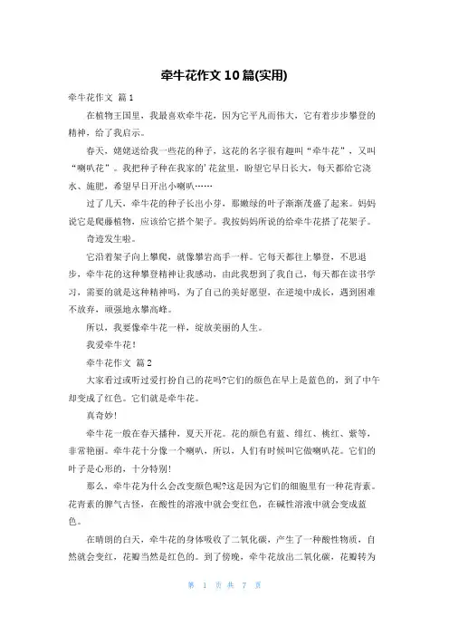 牵牛花作文10篇(实用)