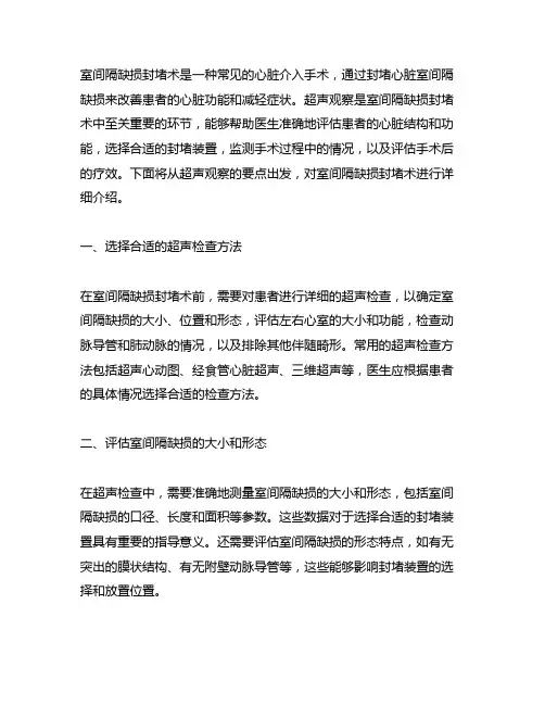 室间隔缺损封堵术的超声观察要点