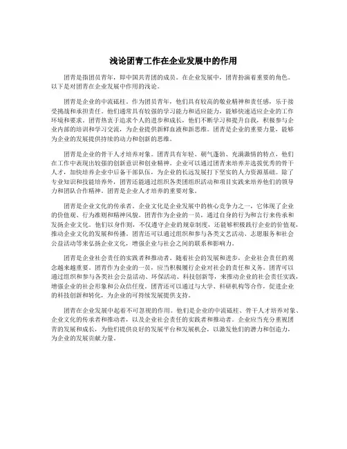 浅论团青工作在企业发展中的作用