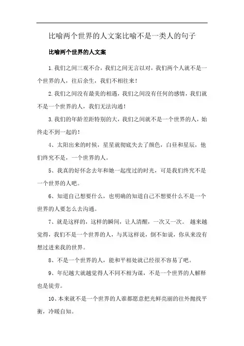 比喻两个世界的人文案比喻不是一类人的句子