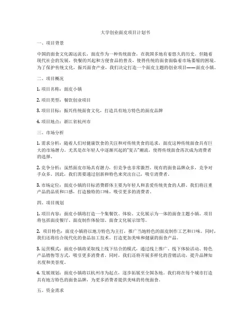 大学创业面皮项目计划书
