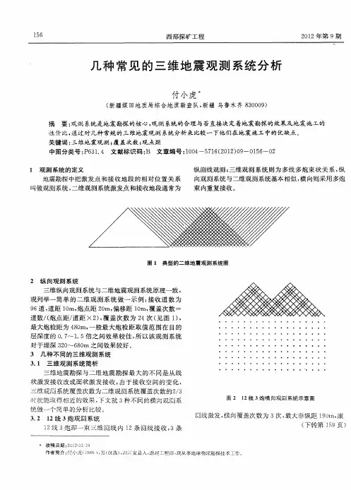 几种常见的三维地震观测系统分析