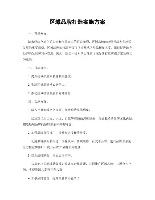 区域品牌打造实施方案