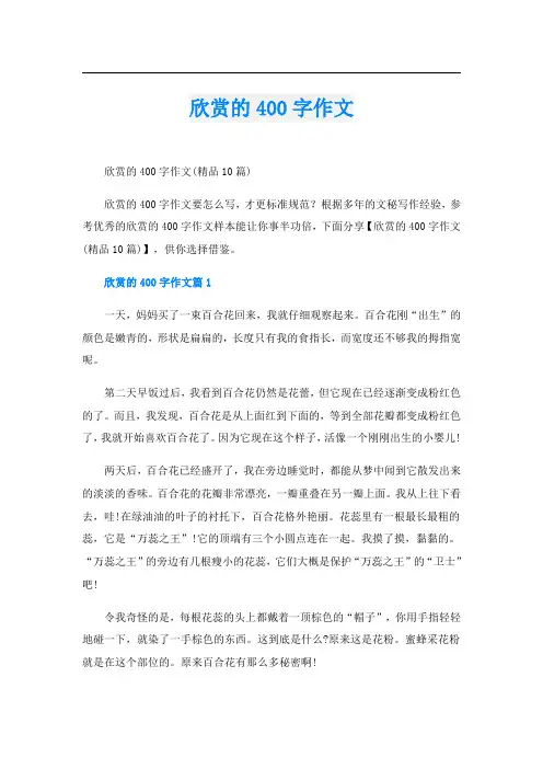 欣赏的400字作文